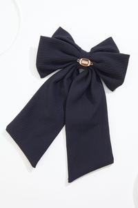 Cato Fashions | Cato Ribbed Black Football Charm Bow | Cato Fashions
