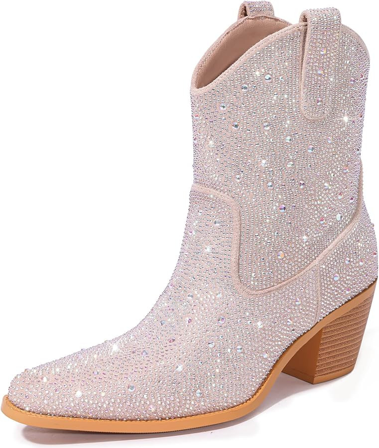 Lumeheel Rhinestone Cowboy Boots for Women - Sparkly Cowgirl Boots Wide Calf Glitter Bling Women'... | Amazon (US)