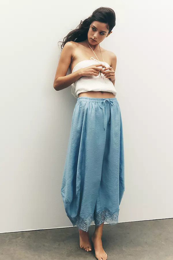 Reverie Lace-Trim Tapered Pants | Anthropologie (US)