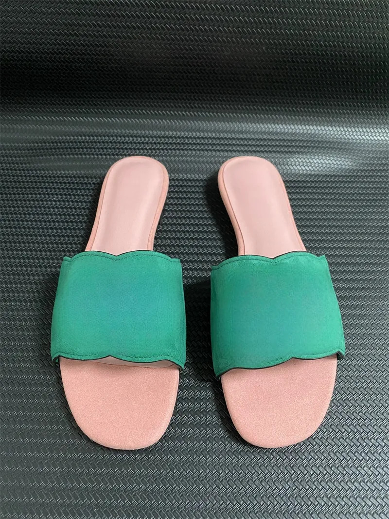 Women Slippers Leather Hollowed out Sandals Interlocking cut-out slide Flat Heel Lazy People Casu... | DHGate