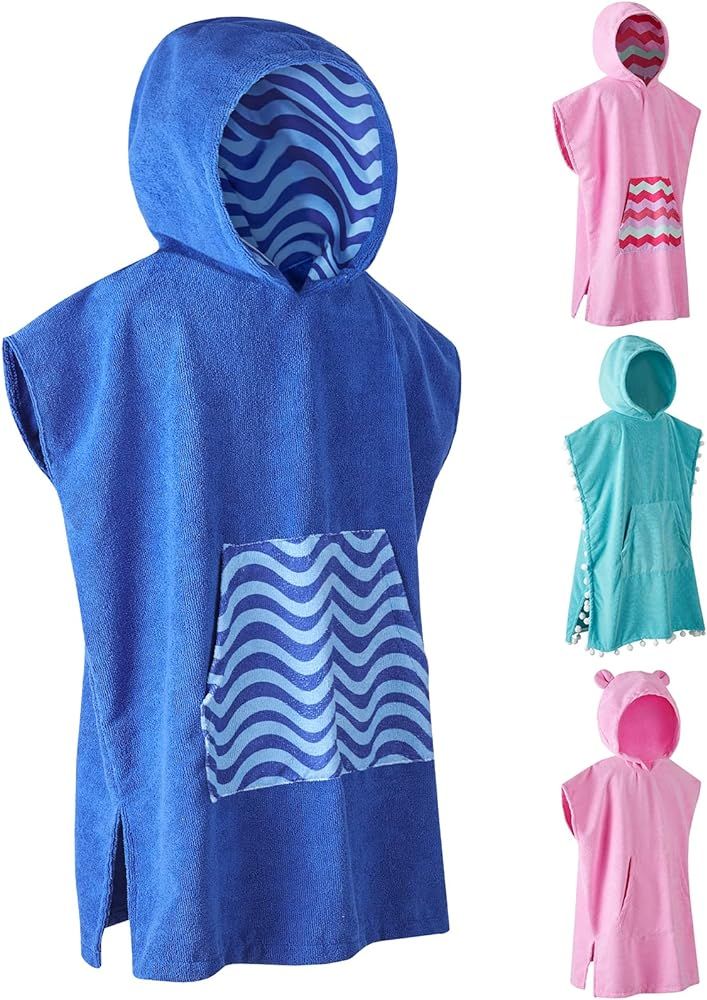 MissShorthair Towel Poncho for Kids, Hooded Beach Towel for Girl&Boy, Surf Poncho Swim Changing R... | Amazon (US)