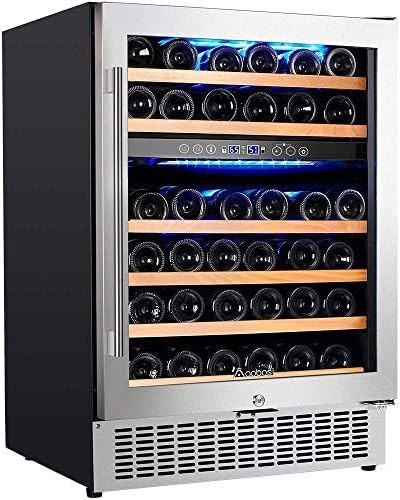 【Upgraded】Aobosi 24 Inch Dual Zone Wine Cooler 46 Bottle Freestanding and Built in Wine Refri... | Amazon (US)