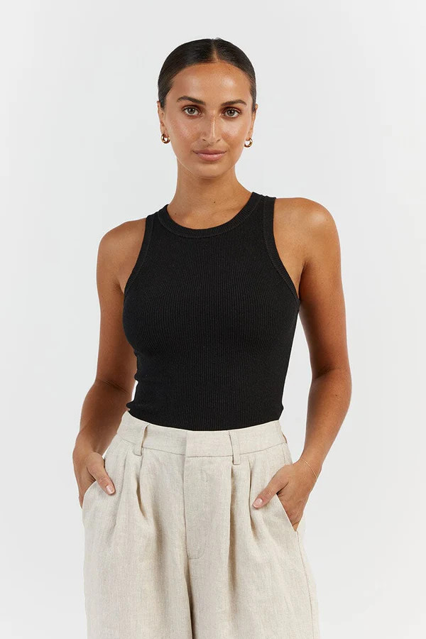 JENNA BLACK KNIT TANK | DISSH