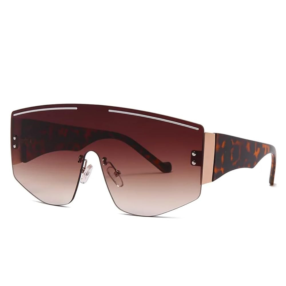 Fashion Rimless Oversized One-piece Sunglasses Rivet Goggle Vintage Big Shades Uv400 for Women Me... | Amazon (US)