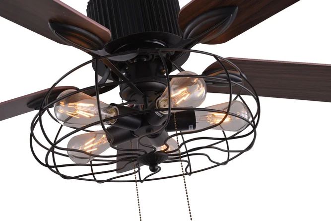 Williston Forge Borg 5 - Blade Ceiling Fan with Pull Chain and Light Kit Included | Wayfair North America