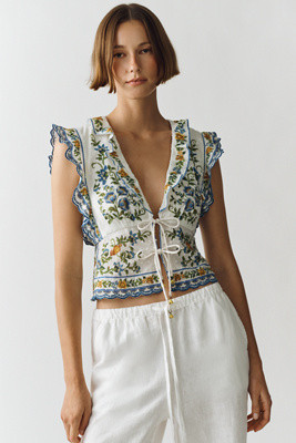 Emily Cotton Tie-Front Blouse | Anthropologie (US)