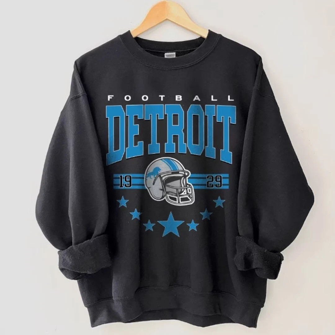 Vintage Detroit Football Sweatshirt, Vintage Style Detroit Football Crewneck, Sun Day Football Sh... | Etsy (US)