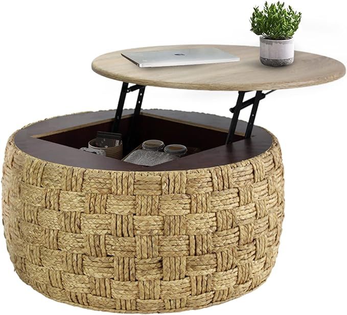 Ohimonina Hand Weave Table Round Coffee Table Natural Handmade Design Home Decor Table for Living... | Amazon (US)