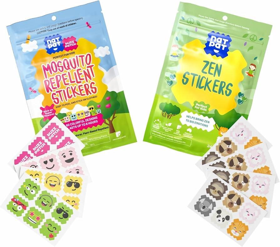 NATPAT BuzzPatch (1 Pack) and ZenPatch (1 Pack) Bundle - 60 Mosquito Stickers and 24 Calm Enhanci... | Amazon (US)