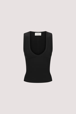 YASMIN BLACK SLEEVELESS KNIT TANK | DISSH