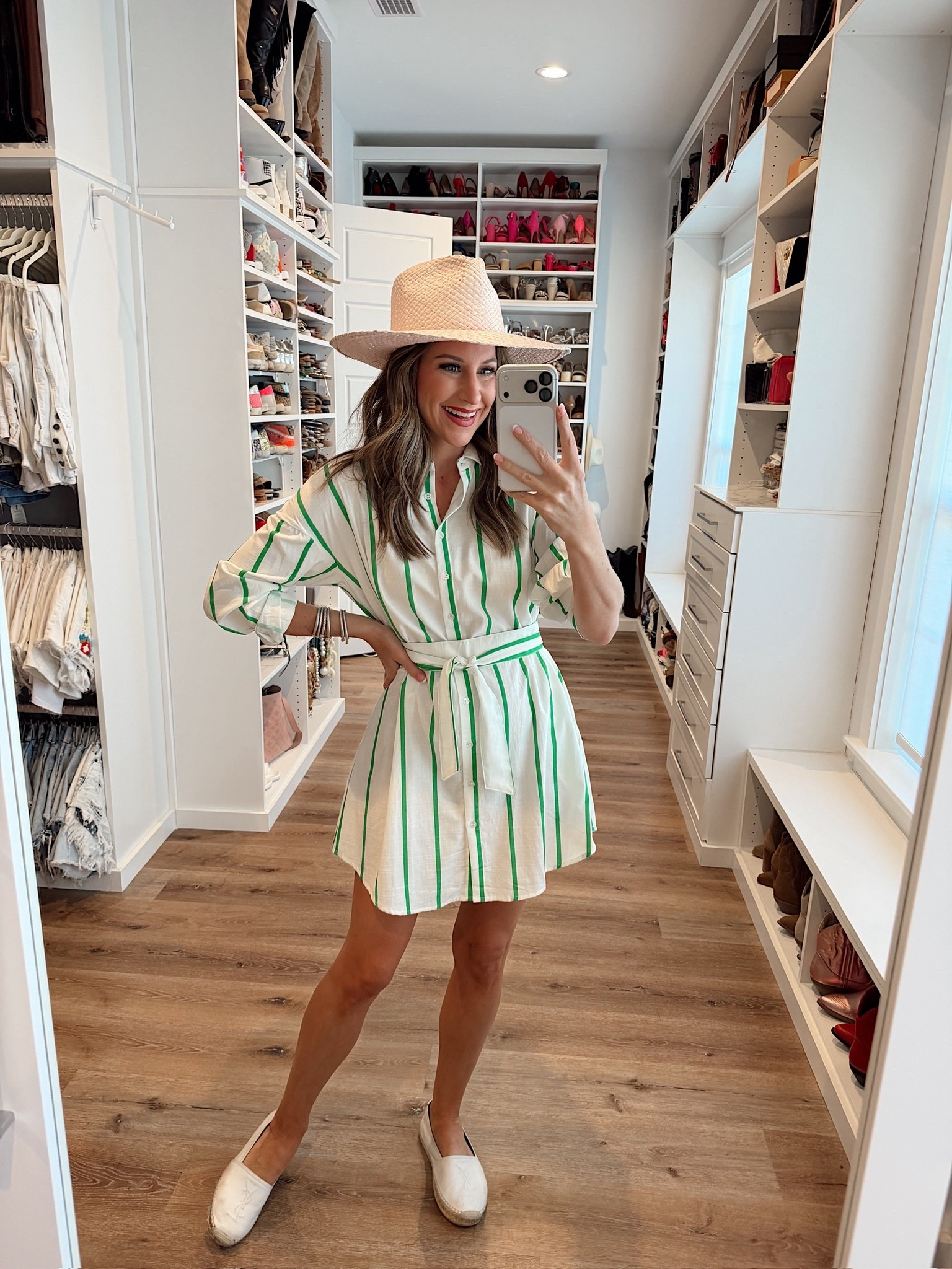 In a small dress, espadrille flats, hat and accessories- fits tts.

#LTKTravel #LTKSeasonal #LTKootd