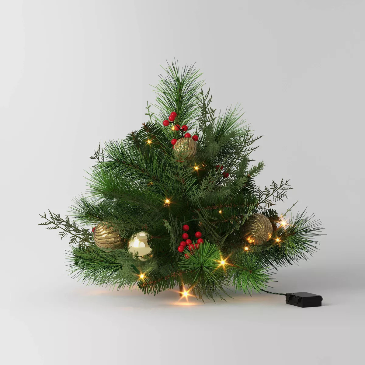 24" Pre-lit Decorated Artificial Mixed Greenery Mini Christmas Planter Insert Warm White LED Ligh... | Target