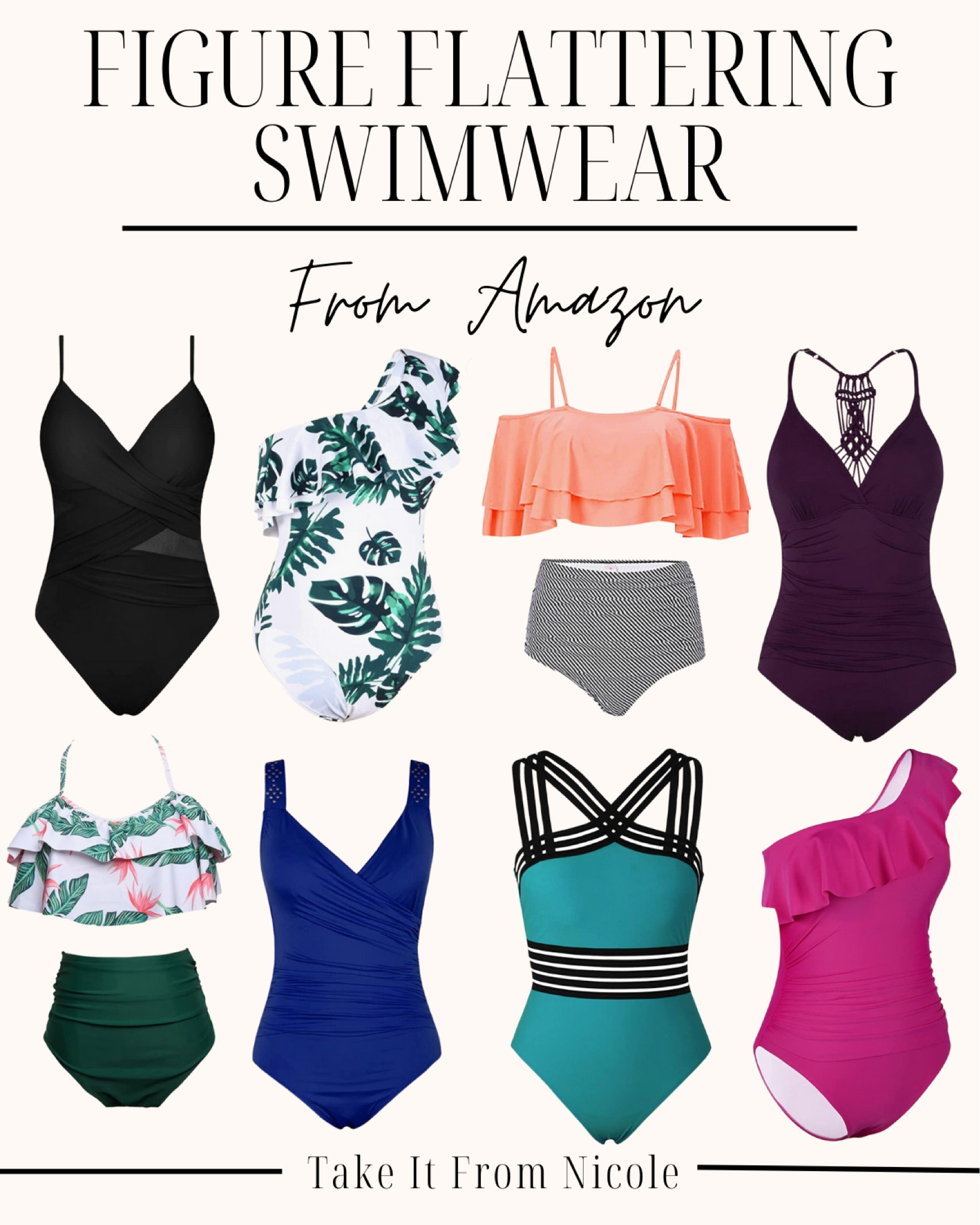 Figure flattering swim from Amazon! Items include one piece swimsuits, high waisted swimsuits, one shoulder swimsuits, colorful swimsuits. 

#LTKunder100 #LTKswim #LTKSeasonal