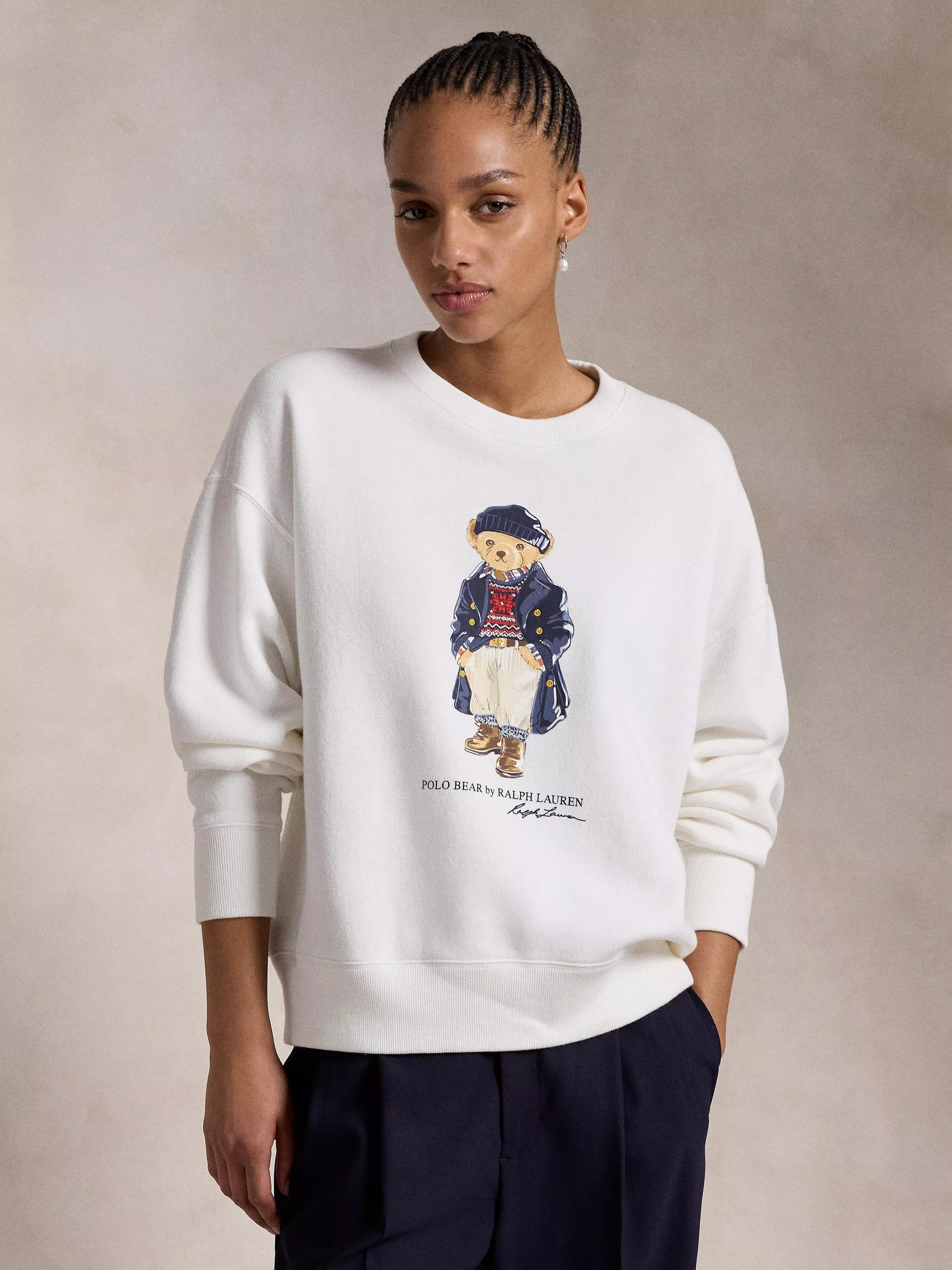 Ralph LaurenPolo Ralph Lauren Bear Cotton Blend Sweatshirt, White | John Lewis (UK)