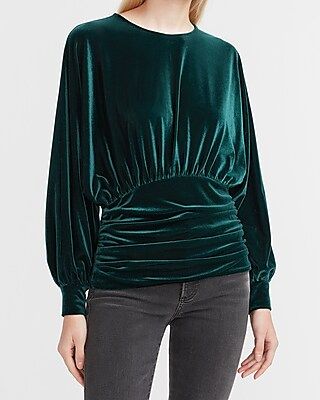 Velvet Cinched Banded Bottom Top | Express