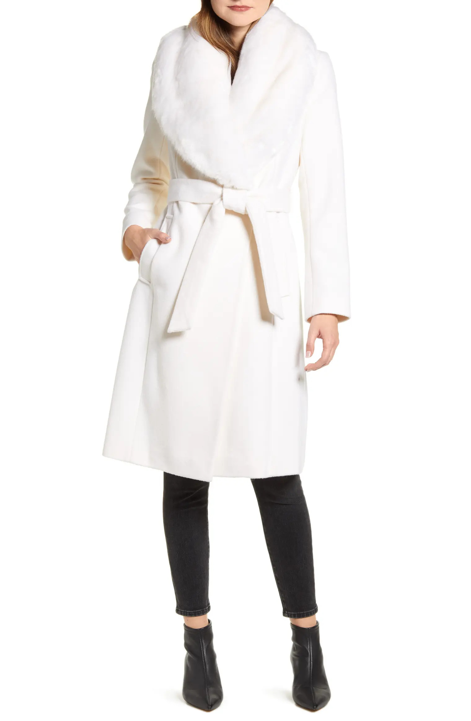 Faux Fur Collar Wool Blend Coat | Nordstrom