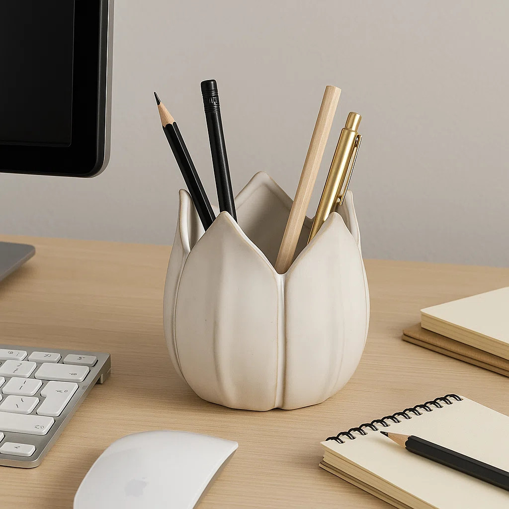 Decorative Blooming Tulip Desk Organizer For Home Decor - Stylish Desktop Accessory Storage Suita... | Wayfair North America