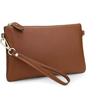 YALUXE Women's Genuine Leather Wristlet Purse Clutch Handbag with Phone Pocket Card Holder and Cr... | Amazon (US)