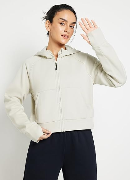 BALEAF Women's Full-Zip Up Hoodies Jacket Fleece Cropped Oversized Sweatshirts Casual Cotton Long... | Amazon (US)