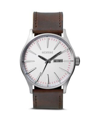 Nixon The Sentry Leather Strap Watch, 42mm | Bloomingdale's (US)
