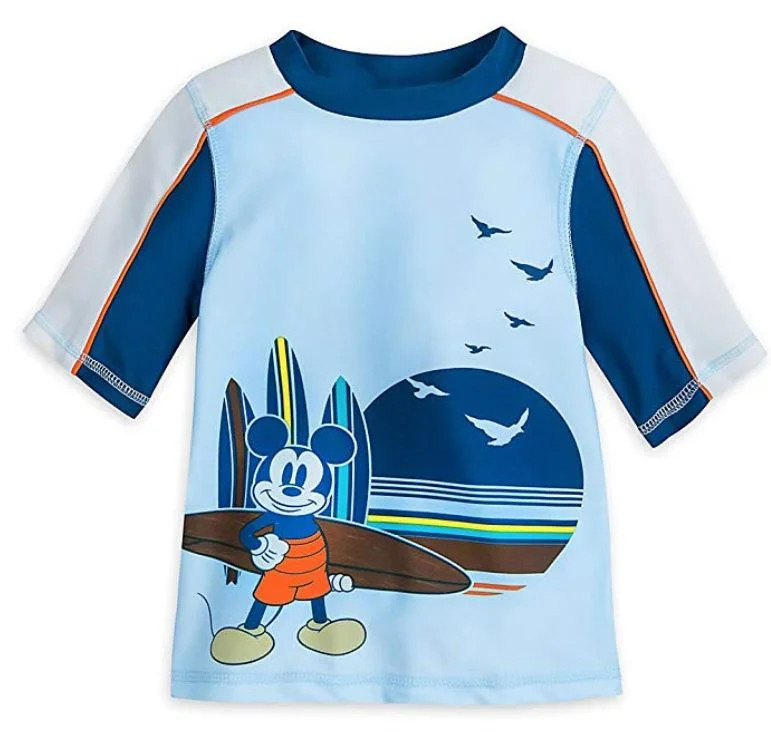 Disney Collection Size 3 Boys Rash Guard Swim Shirt Mickey Mouse UPF 50 Blue | Walmart (US)