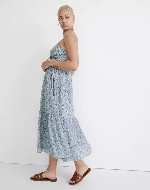 Silk Ruched Keyhole Tiered Midi Dress in Florentine Floral | Madewell