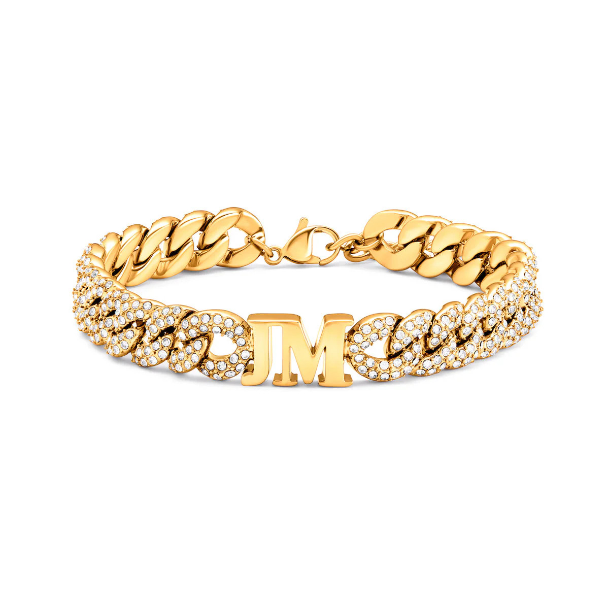 Pavé Initial Curb Bracelet (Gold) | Abbott Lyon
