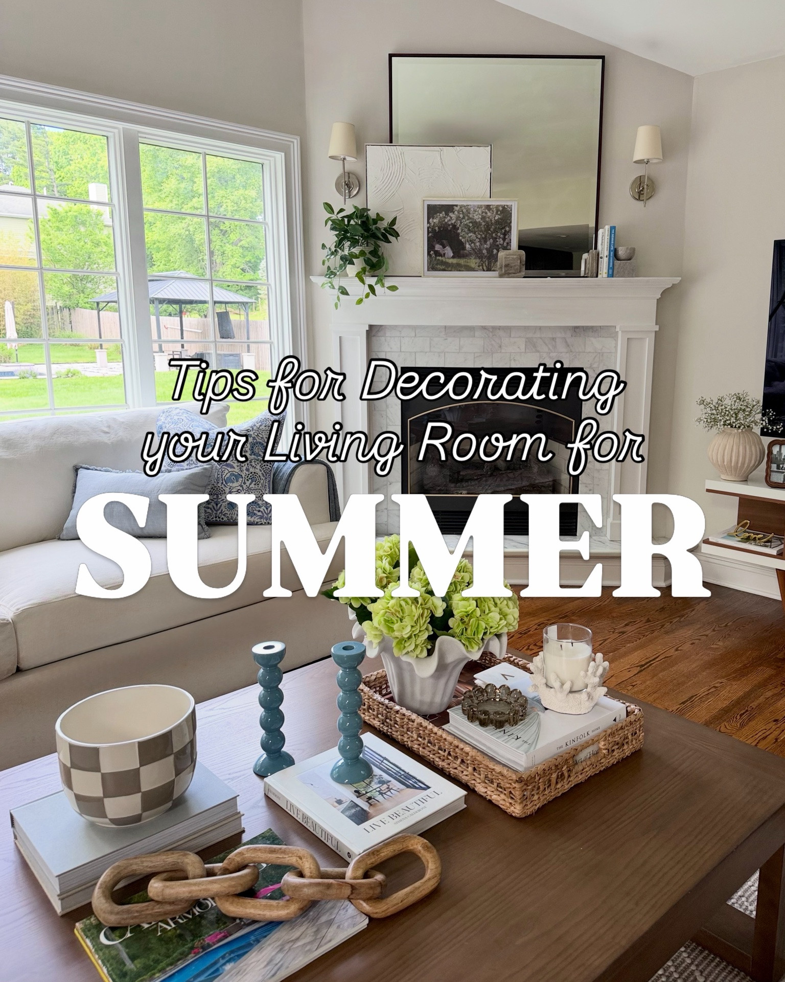 Struggling to make your home feel lighter, brighter, and more like summer?

Here’s 5 Helpful Tips for decorating your living room for summer:

1️⃣  choose an accent color found in nature during summer (ie. light blue, light green, yellow…)

2️⃣  Find small ways to add that accent color into your decor
    - ie. candlesticks, flowers, books, throw pillows, vases …

3️⃣  Don’t be afraid to add in fun prints!
    - for example, mix printed throw pillows, or add a unique patterned vase/planter

4️⃣ Layer 2-3 leaning frames in descending order by size to add interest and depth 
     - you CAN mix mirrors with framed artwork!

5️⃣ Swap heavy materials for lighter fabrics 
    - ie. swap opaque curtains with sheer linen curtains; swap fur throw blankets with knit or gauze-y throws


✨ BONUS ✨
Incorporate *literal* beach-y / summer themed decor 
     - ie. i used a hurricane candle with white textured ceramic CORAL all around the outside & a ceramic vase shaped like an abstract SEASHELL 🐚
   - you can even fill a ceramic bowl with SHELLS you collect from the beach, or bright yellow artificial lemons! 🍋

.
.
designer home for less
summer coffee table styling 
coastal cottage decor inspo 
luxe for less decor
@Target @targetstyle
@Wayfair @Pottery Barn

#LTKSeasonal #LTKHome #LTKSaleAlert