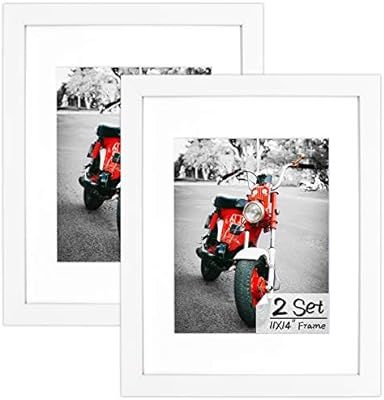 Golden State Art, Set of 2 White Photo Wood Frame 11x14 with Real Glass Mat for 8x10 Picture | Amazon (US)
