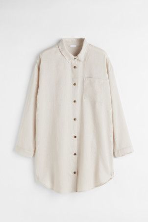 Washed Linen Nightshirt - White - Ladies | H&M US | H&M (US + CA)