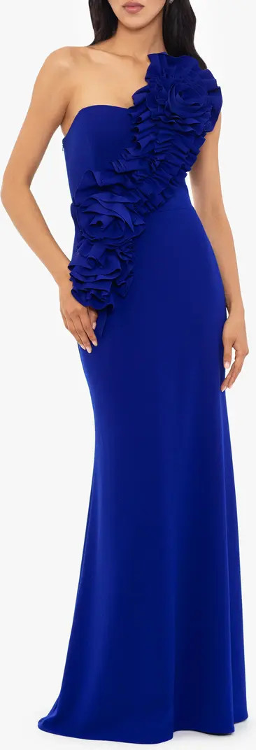 Rosette One-Shoulder Trumpet Gown | Nordstrom