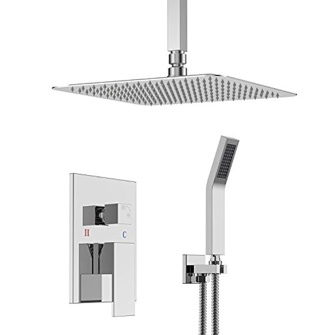 SR SUN RISE SRSH-C1003 Ceiling Mount Bathroom Luxury Rain Mixer Shower Combo Set Ceiling Install Rai | Amazon (US)