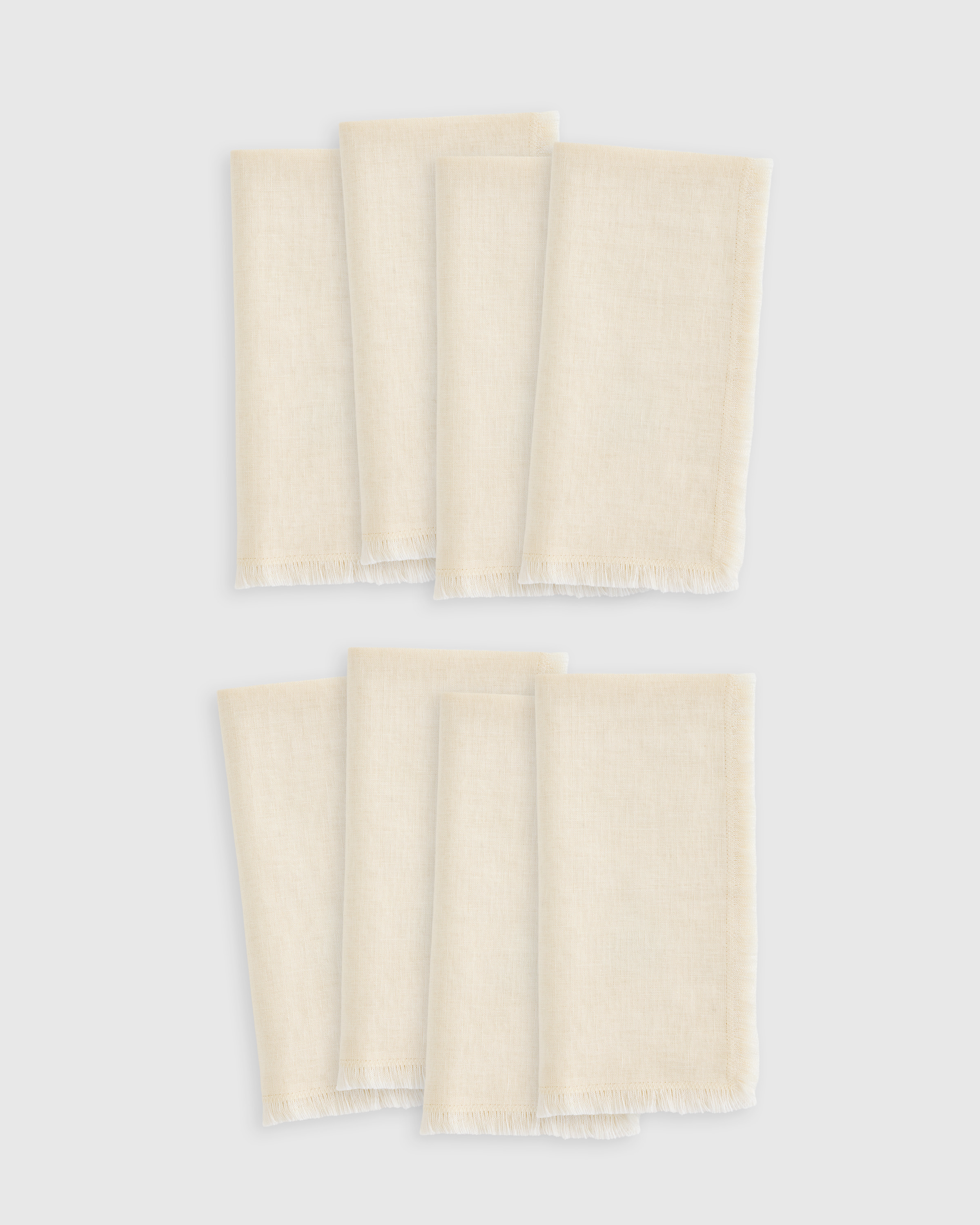 Quince | European Linen Fringe Napkins, Set of 8 in Natural | Quince