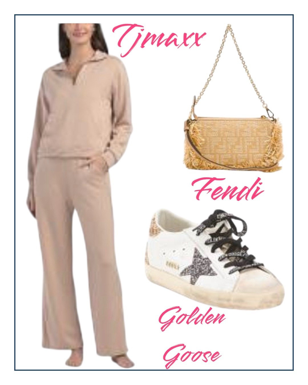 TJmaxx jogger set with designer Fendi handbag and designer sneakers Golden Goose. 
All affordable prices. 
#fendihandbag
#designer
#goldengoosesneakers
#tjmaxx

#LTKSaleAlert