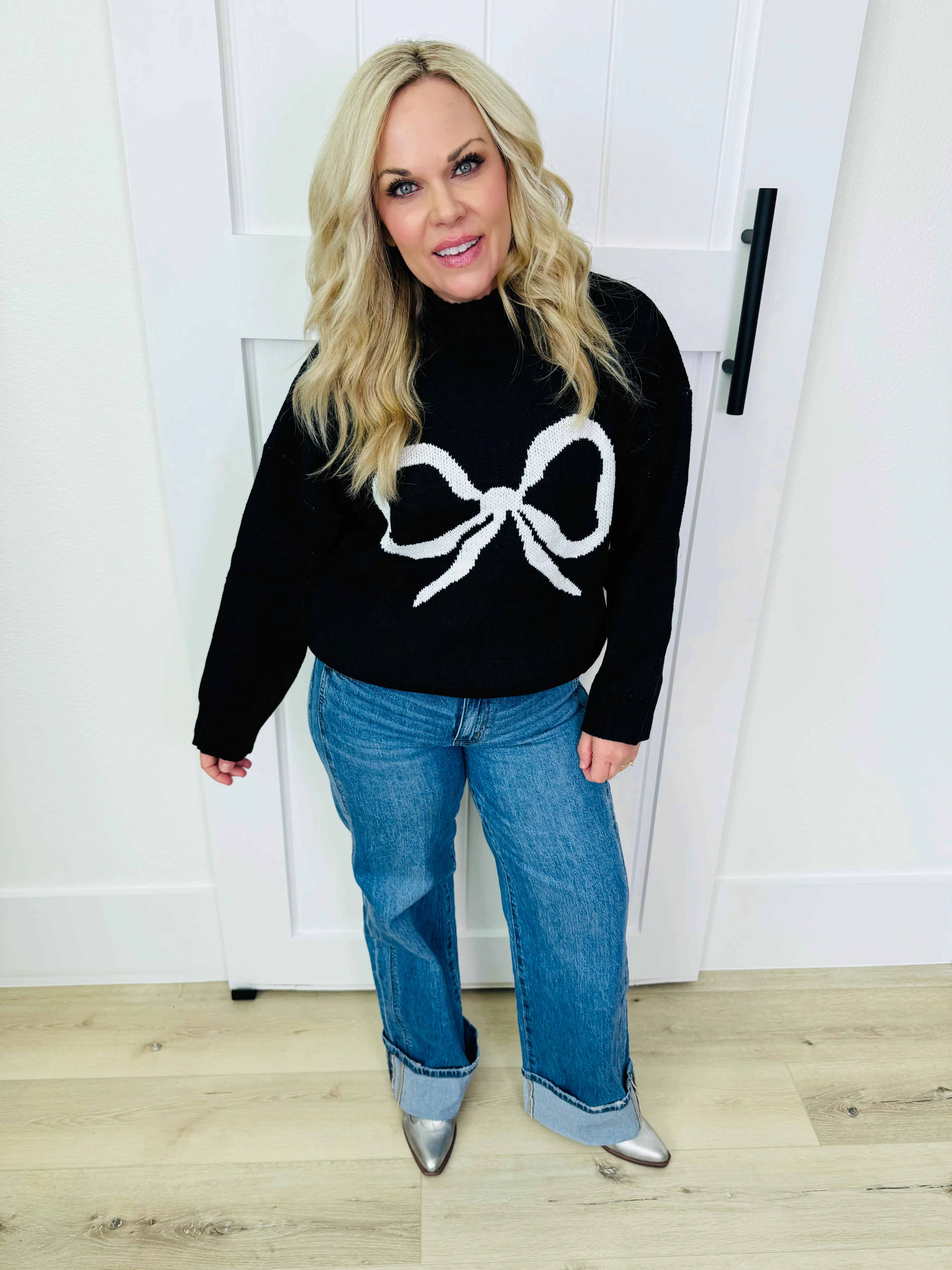 Bow Mock Neck Sweater | Clark & Co Boutique