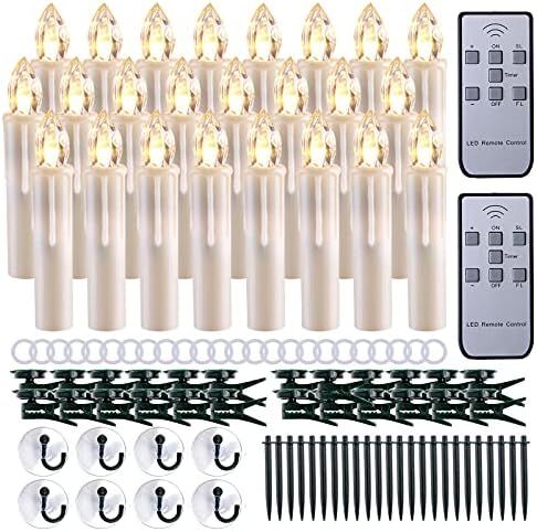 Amazon.com: CXMYKE 24PCS LED Taper Candles with 2 Remote Updated Timer Function - Christmas Tree ... | Amazon (US)