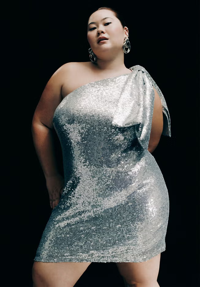 Bow Shoulder Sequin Mini | Eloquii