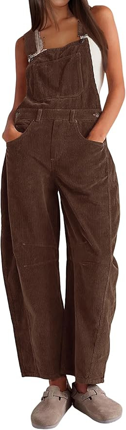 AMEBELLE Corduroy Overalls for Women Barrel Wide Leg Bib Corduroy Pants Women Adjustable Romper J... | Amazon (US)