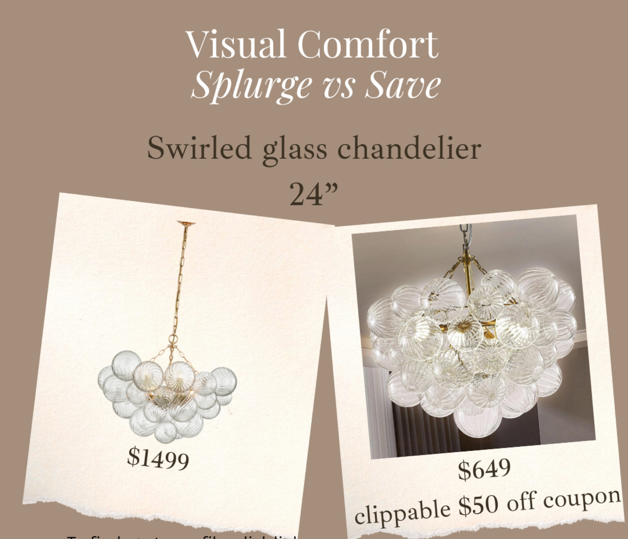 If you have been looking for a swirled glass chandelier that isn’t $1000-$2000, I found one on sale with an extra $50 off right now!!