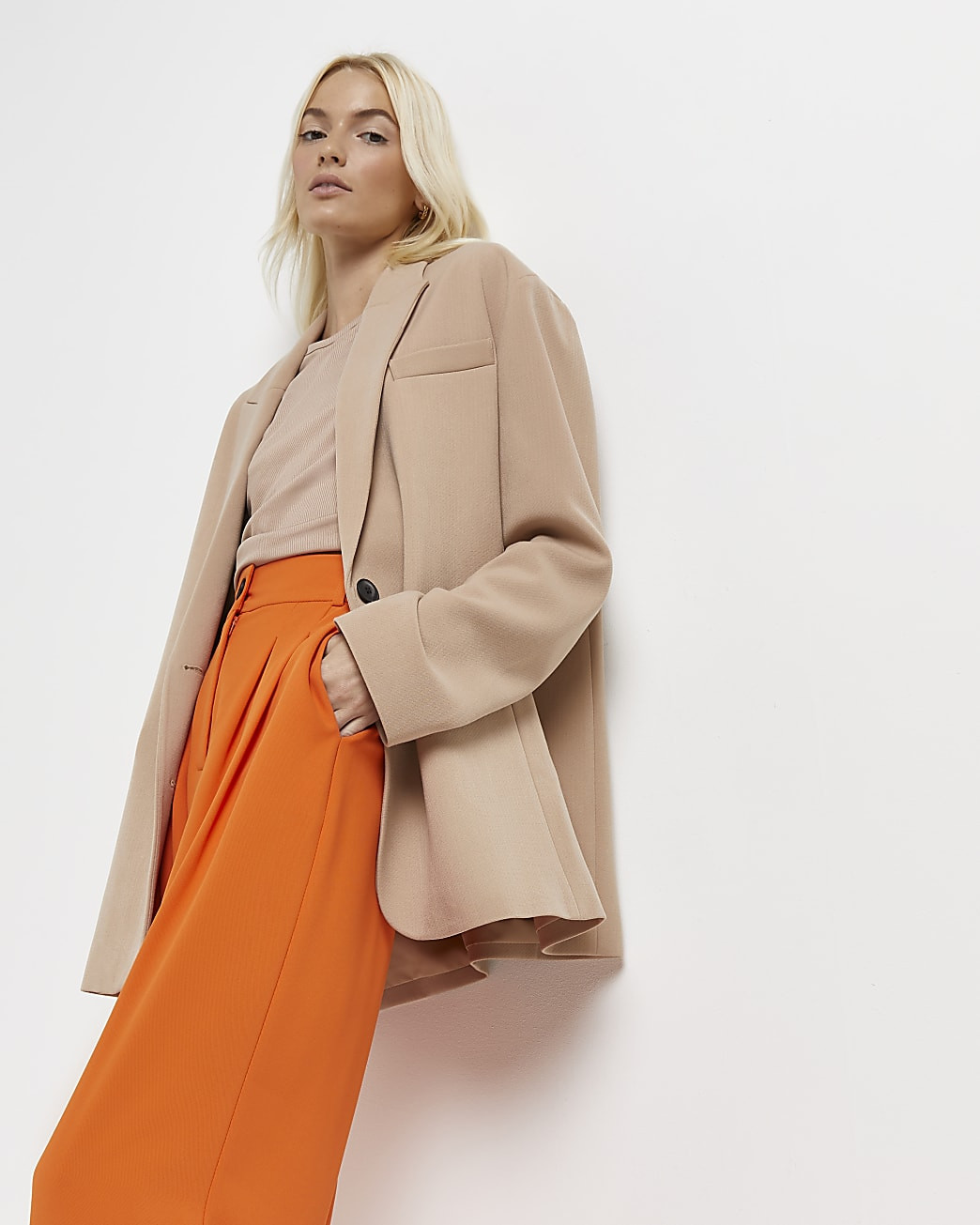 River Island Womens Beige oversized blazer | River Island (US)