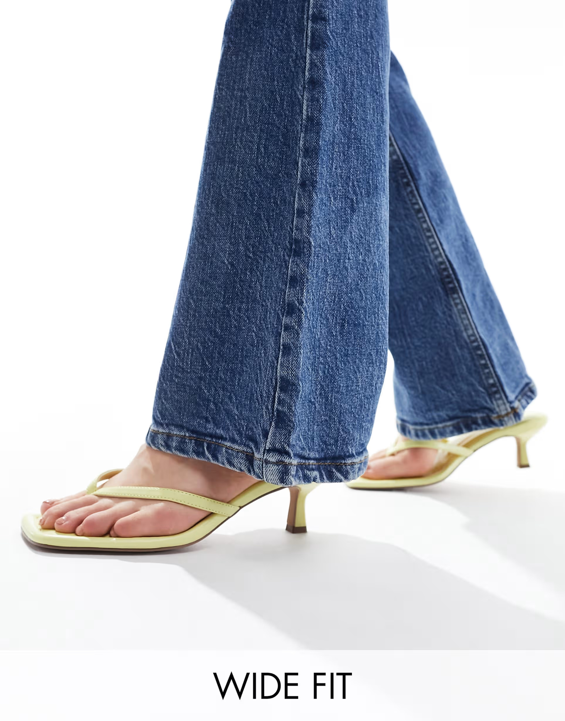 ASOS DESIGN Wide Fit Heatwave toe thong mid sandals in lemon | ASOS (Global)