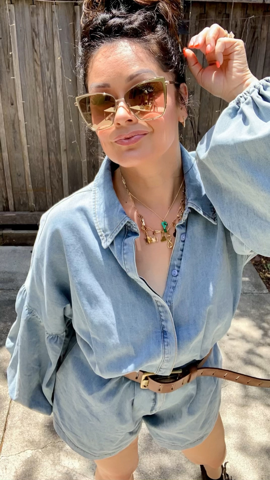 Summer style! Wearing a small runs TTS

Custom jewelry 
Charm necklace 
Denim romper
Summer style 
#LTKstyleTip
Belt is gorgeous!!  A must have I switched out the fabric belt that came with the romper 

#LTKParties #LTKSeasonal #LTKWedding