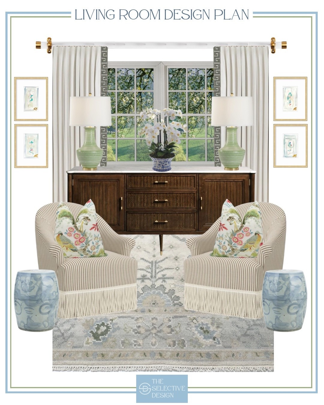 This cozy yet sophisticated living room blends traditional style with fresh, timeless details. Featuring striped fringe accent chairs, a vintage-inspired oushak rug, and a rich wood sideboard, this space is all about comfort and classic charm. 🌿
The abstract artwork, garden stools, and floral pillows add soft color and a touch of whimsy. The perfect warm and inviting space that feels curated and personal. 🏡

Living room design | classic living room decor | living room inspiration | living room ideas | southern traditional home | classic traditional home | elevated home decor

#LTKSaleAlert #LTKHome