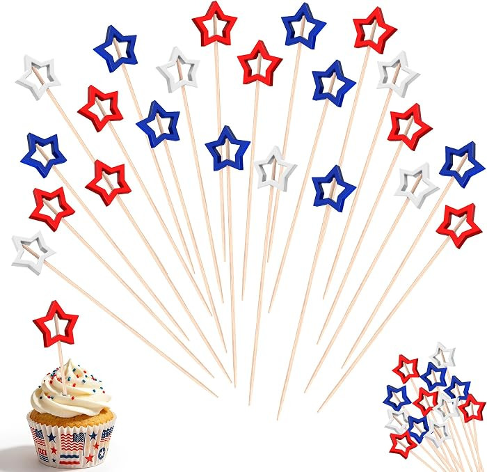 Package Includes: The red white and blue snacks includes 50 cocktail picks in red, white, and blu... | Amazon (US)