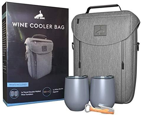 Wine Bottle Cooler Bag with 2 Wine Tumblers and Opener, Insulated Chiller Carrier Padded Bag for ... | Amazon (US)