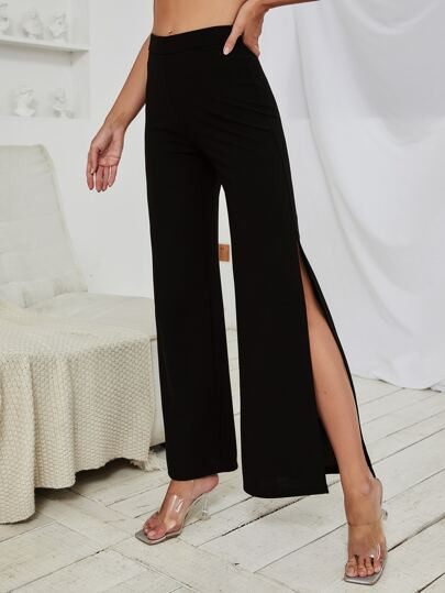 High Waist Split Thigh Pants | SHEIN