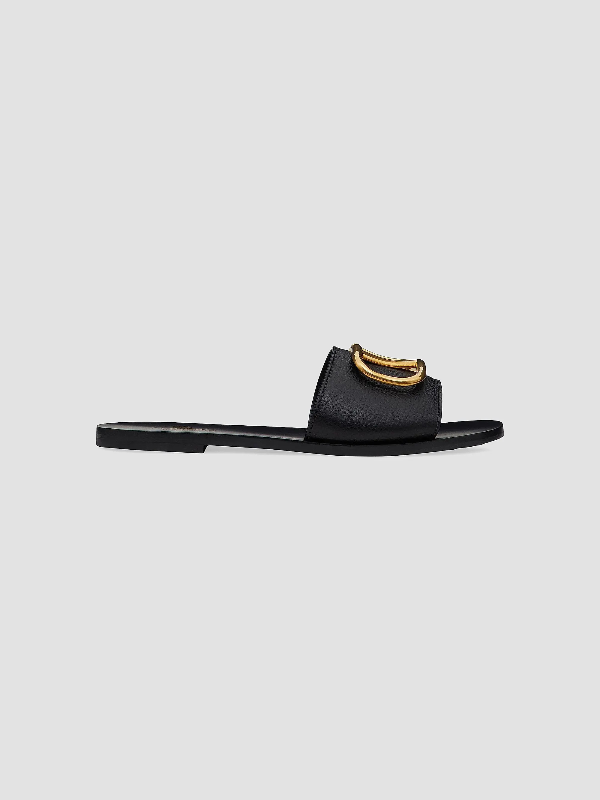 Valentino Garavani VLogo Signature Slide Sandals in Grainy Cowhide | Saks Fifth Avenue | Saks Fifth Avenue