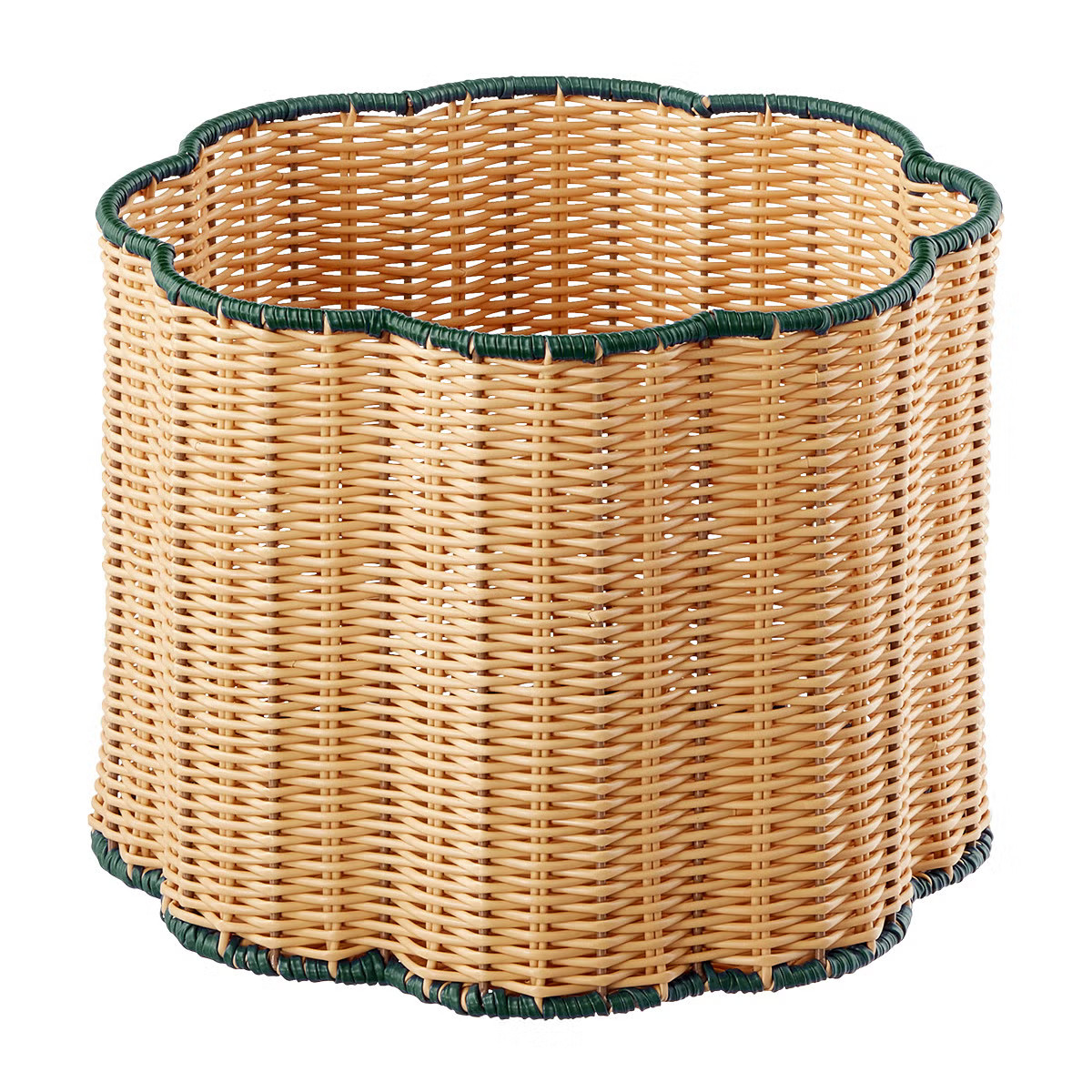 The Container Store Scalloped Edge Faux Rattan Bins | The Container Store
