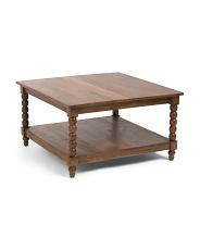 31.5x31.5x17.75 Solid Teak Wood Spindle Coffee Table | Home | TJ Maxx | TJ Maxx