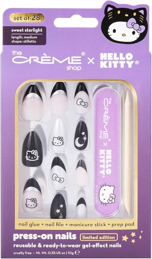 The Crème Shop x Hello Kitty Sweet Starlight Press-On Nails Instant & Reusable Manicure All-In-O... | Amazon (US)